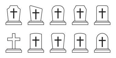 Tombstone ikonu. Mezar simgesi vektörünü aktar.