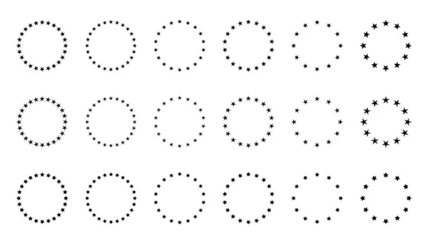 Зірки Різних Розмірів Розташовані Колі Кругла Рамка Кордон Елемент Дизайну — стоковий вектор