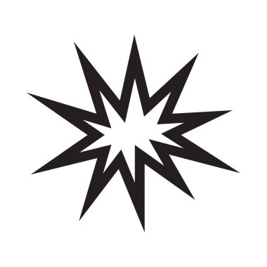 Patlama ikonu, beyaz arkaplanda patlama sembolü. Siyah vektör illüstrasyonu.