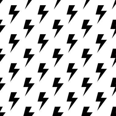 Şimşek izli vektör karikatür deseni. Soyut tekrarlanabilir gök gürültüsü arkaplanı. Siyah ve beyaz sonsuz tasarım.