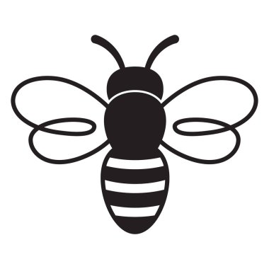 Bal arısı ikonu. Böcek karakteri. Çizgi film uçan arı. Beyaz arkaplanda izole edilmiş vektör.