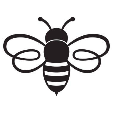 Bal arısı ikonu. Böcek karakteri. Çizgi film uçan arı. Beyaz arkaplanda izole edilmiş vektör.