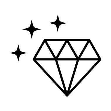 Elmas ikon vektörü. Mücevher Sembolü. Parlak kristal işareti, parlak simge.