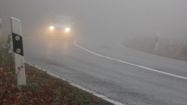 Brouillard dense sur la route de campagne — Video
