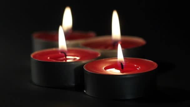 Red candles, tealights — Stock Video