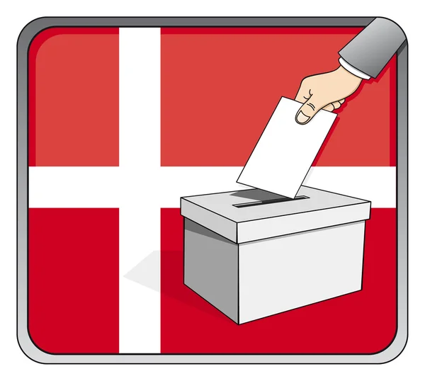 Eleições dinamarquesas - urna e bandeira nacional — Vetor de Stock