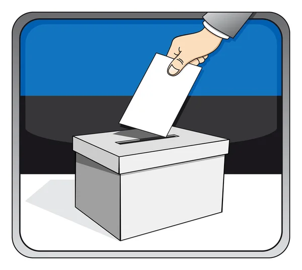Pemilihan Estonia - kotak suara dan bendera nasional - Stok Vektor