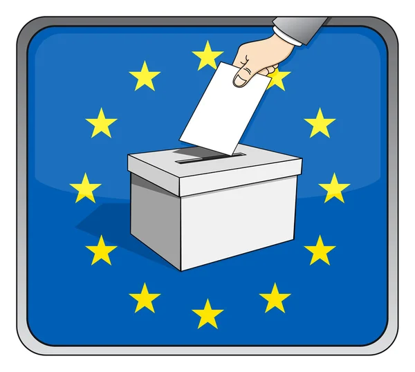Avrupa seçimleri - oy sandığı ve ulusal bayrak — Stok Vektör