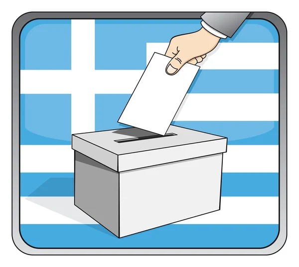Eleições gregas - urna e bandeira nacional — Vetor de Stock
