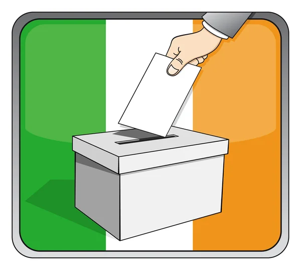 Ierse verkiezingen - stembus en nationale vlag — Stockvector