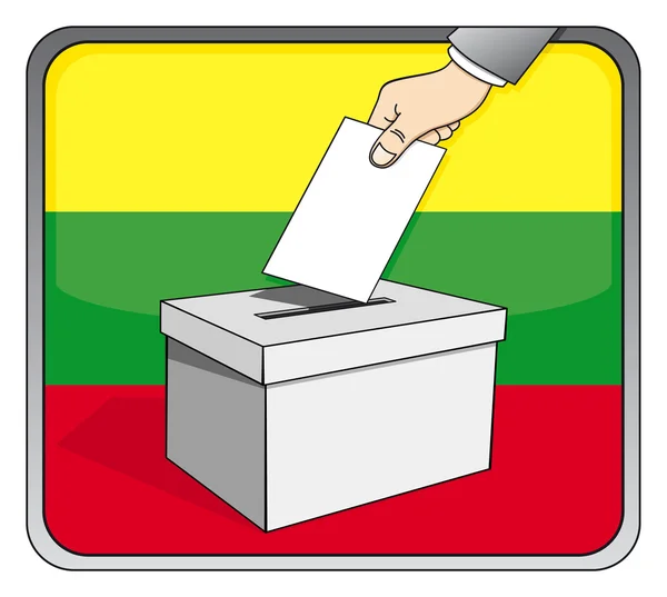 Elezioni lituane - urna e bandiera nazionale — Vettoriale Stock