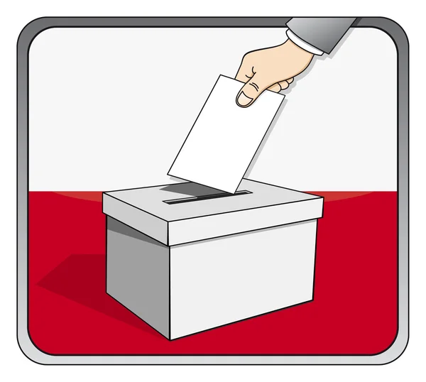 Polish elections - ballot box and national flag — Stock Vector