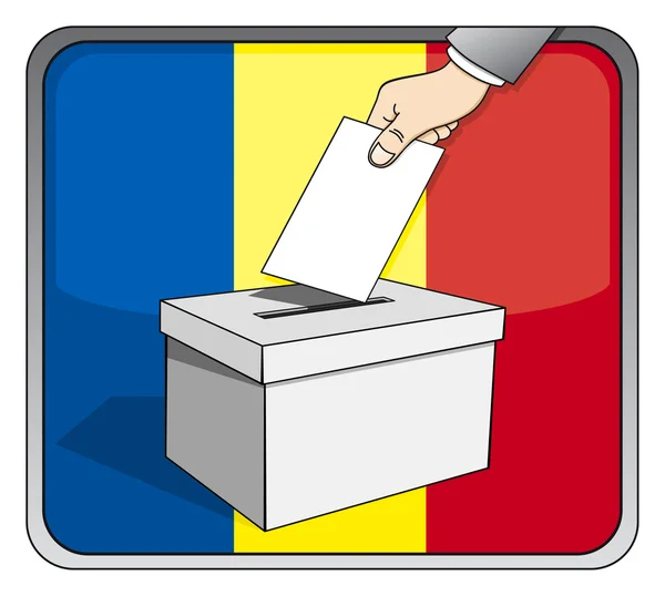 Romanian elections - ballot box and national flag — Stock Vector