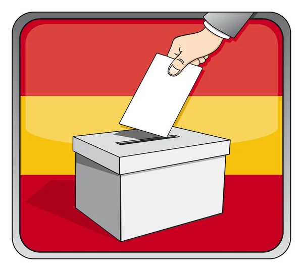 Elezioni spagnole - urna e bandiera nazionale — Vettoriale Stock