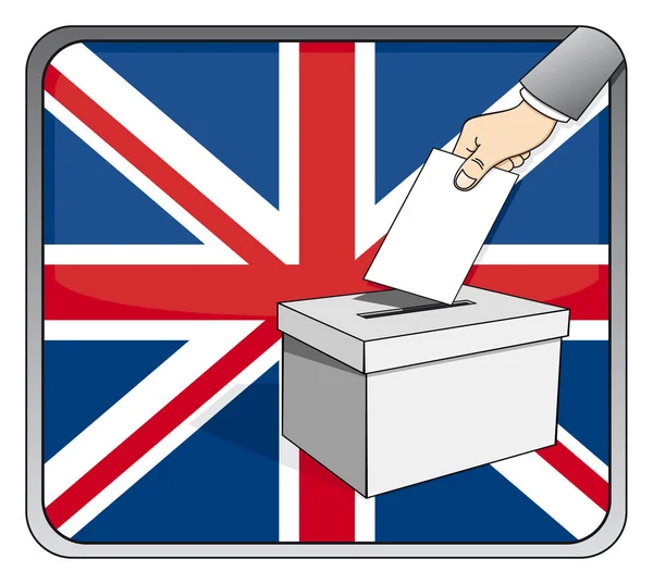 British elections - ballot box and national flag — Stock Vector