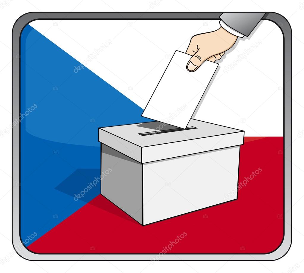 Czech elections - ballot box and national flag