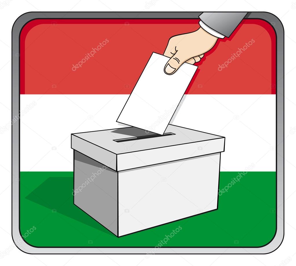Hungarian elections - ballot box and national flag