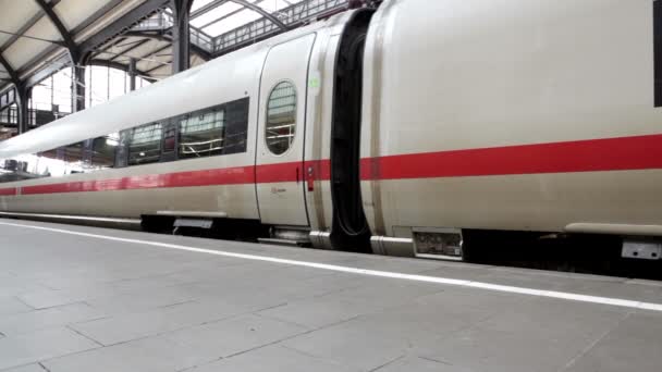 Leaving German ICE highspeed train — Stock Video
