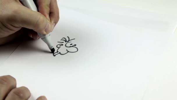Boceto de un garabato de dibujos animados — Vídeo de stock