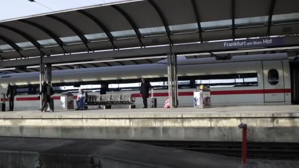 Plataforma de la estación de ferrocarril, Frankfurt — Vídeo de stock