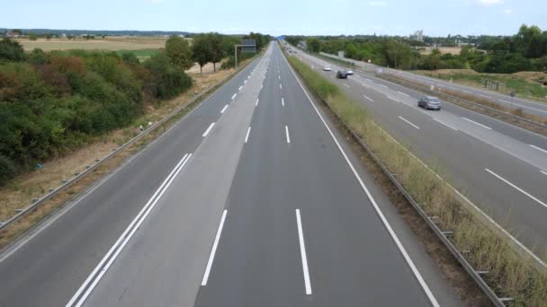 Empty Lane German Highway A66 High Angle View — Stok video