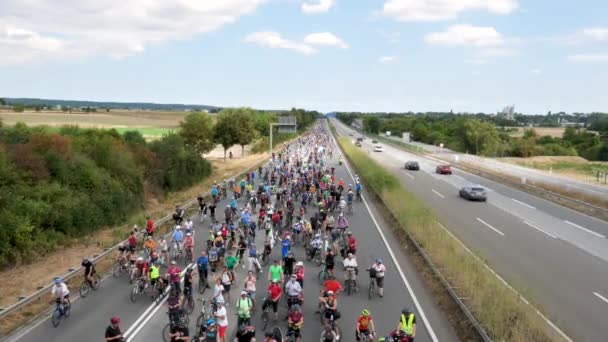 Висбаден Германия Августа 2022 Года Около 8500 Протестующих Велосипедистов Заблокировали — стоковое видео