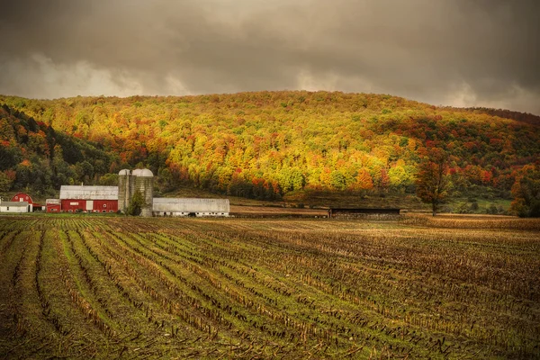 Granero rojo en el norte del estado de Nueva York — Foto de Stock