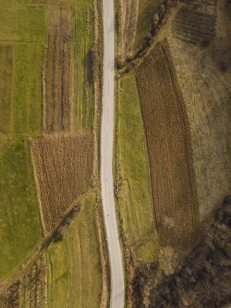 Vista Aérea Arriba Hacia Abajo Desde Arriba Carretera Campo Cordillera — Foto de Stock