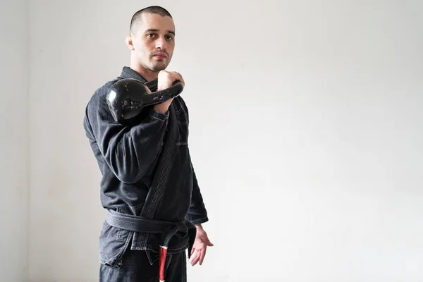 Přední Pohled Jednoho Muže Brazilské Jiu Jitsu Bjj Atlet Stojící — Stock fotografie