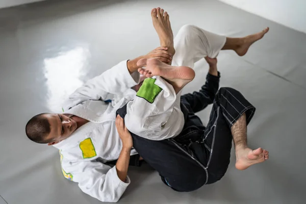 Dos Brasileños Jiu Jitsu Bjj Figters Artes Marciales Entrenamiento Atleta — Foto de Stock
