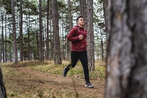 Side View Full Length One Man Young Caucasian Male Running — Stockfoto