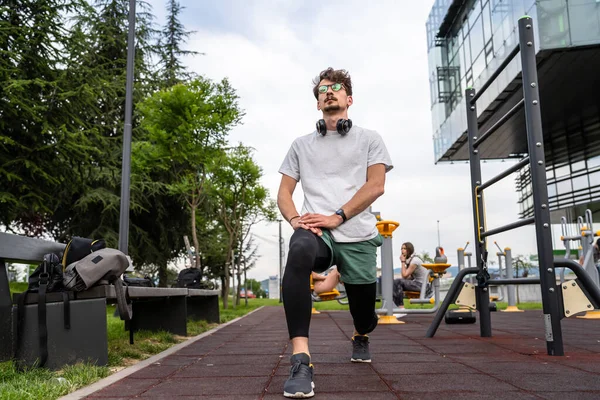 Homem Vista Frontal Comprimento Total Adulto Branco Atleta Masculino Amador — Fotografia de Stock