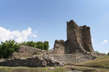 Krusevac, Serbia - 08. 03. 2022: medieval tower ruins Donzon or Donjohn tower in sunny day - Lazar's town