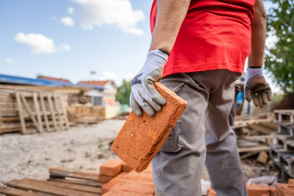 Midsection Unknown Caucasian Man Male Construction Warehouse Worker Carry Hold — Stockfoto