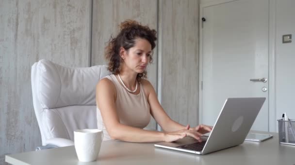 Tânără Femeie Caucaziană Antreprenor Sau Femeie Afaceri Manager Afaceri Mici — Videoclip de stoc