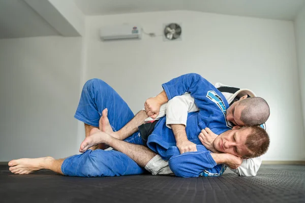 Jiu Jitsu Bjj Brasileño Entrenar Salvar Dos Atletas Luchadores Técnica — Foto de Stock