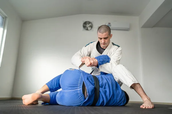 Jiu Jitsu Bjj Brasileño Entrenar Salvar Dos Atletas Luchadores Técnica —  Fotos de Stock