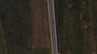 Sonbahar günü otomobillerle yol manzaralı asfalt kırsal alanda asfalt üzerinde seyir konseptini geçen araçlar doğada tepeden tırnağa seyahat konsepti.