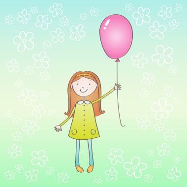 pembe balon ile kız