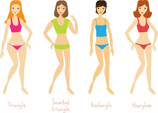 4 types de corps de femmes — Image vectorielle