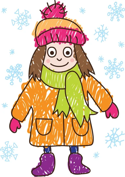 çizim çocuklar. kız kış