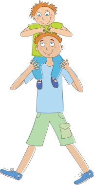 Father with piggyback son