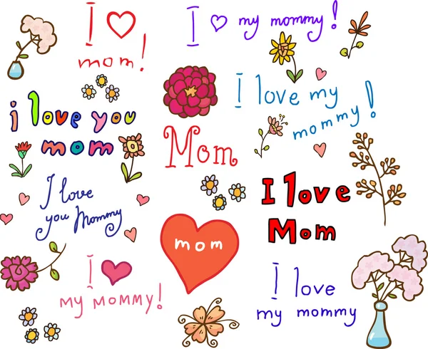 I love mom! set — Stock Vector