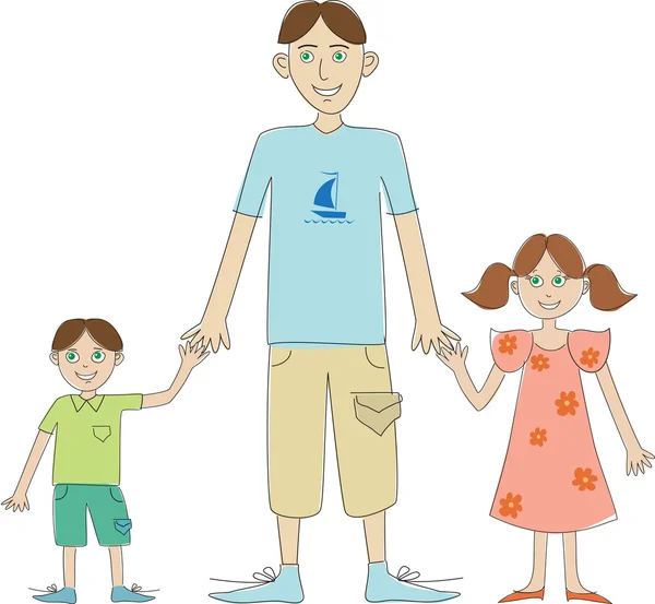 Père avec fille et fils — Image vectorielle