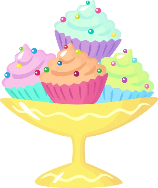 Cupcakes in the bowl — Stock Vector