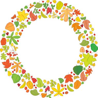 sonbahar yaprakları ile yuvarlak artalanları