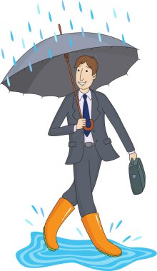 Businessman with an umbrella clipart