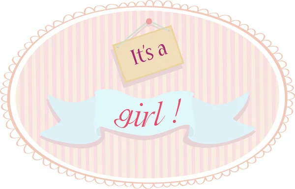 Baby girl announcement card — Stock Vector