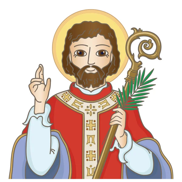 Nişanlı çiftlerin koruyucu azizi Aziz Valentine, 14 Şubat 'ta anıldı. Vektör illüstrasyonu 