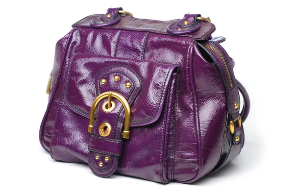 Purple leather handbag — Stock Photo, Image